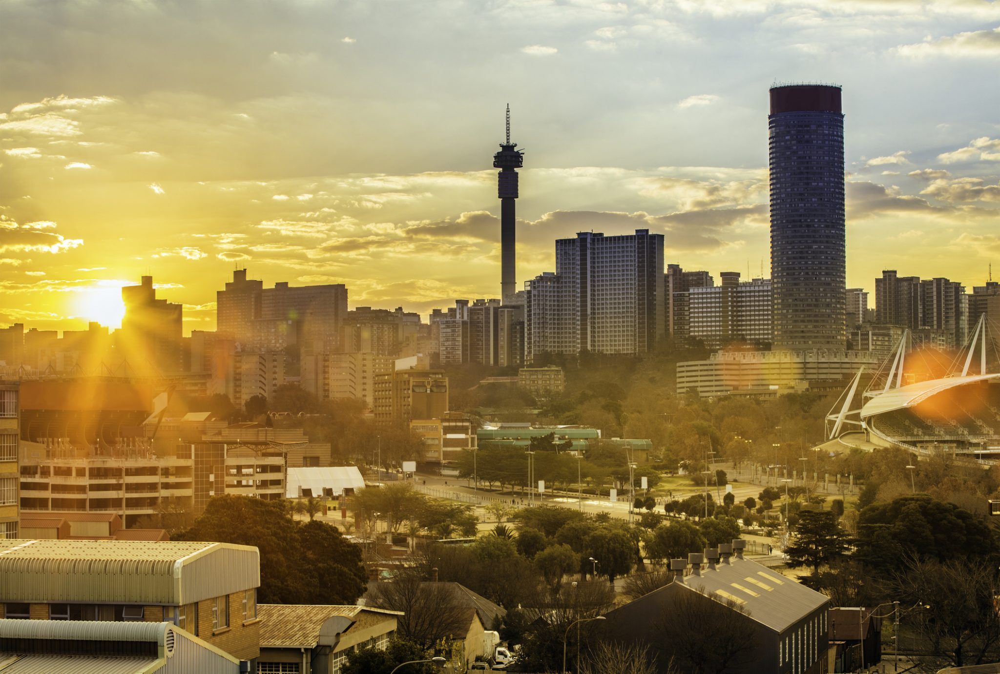 Johannesburg evening cityscape of Hillbrow